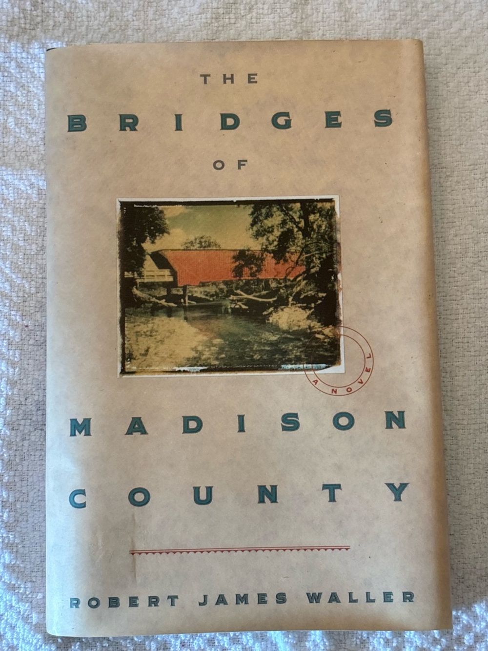 Madison County Novel Hardcover with Illustrated Dust Jacket - Beige & Teal